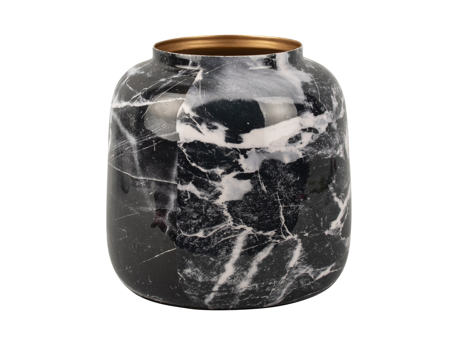 Kurze Metallvase mit Marmormuster - Luzid Studio 